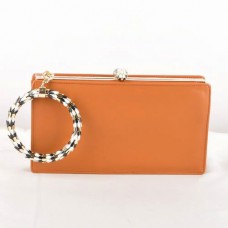 Clutch Bvlgari Serpenti Original din piele cu ramă, galben pământ 82121