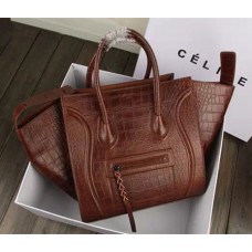 Geantă Celine Coffee Boston Croco din piele