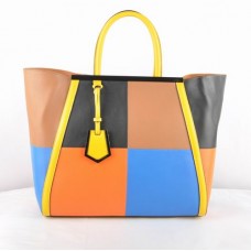 Geantă Fendi 2Jours din piele neagră multicoloră Ferrari