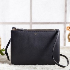 Geantă Celine Trio Crossbody mare din piele de vițel neagră Geantă Celine Trio Crossbody mare din piele de vițel neagră