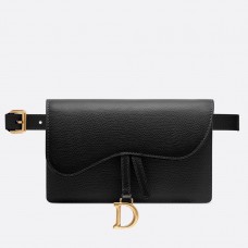 Geantă Dior neagră din piele de vițel cu model șa