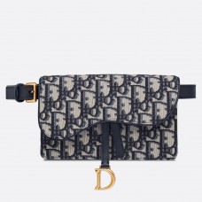 Geantă Dior Oblique albastră cu model de șa
