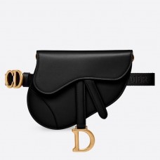 Geantă Dior Saddle Belt din piele de vițel neagră, netedă