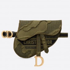 Geantă Dior Saddle Pouch Belt din pânză verde camuflaj