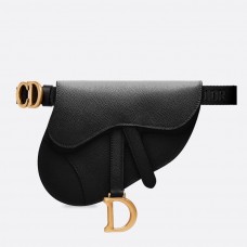 Geantă Dior Saddle Belt din piele de vițel granulată neagră