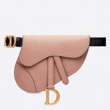 Geantă Dior Saddle Belt din piele de vițel granulată pudră