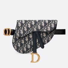 Geantă Dior Saddle Belt din pânză oblică albastră