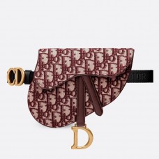 Geantă Dior Saddle Belt din pânză oblică Bordeaux