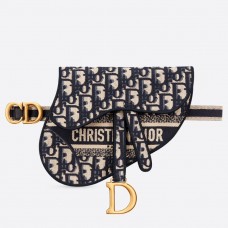 Geantă Dior Saddle Pouch din pânză oblică albastră
