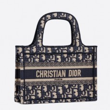 Geantă Dior Mini Book Tote din pânză oblică albastră Geantă Dior Mini Book Tote din pânză oblică albastră
