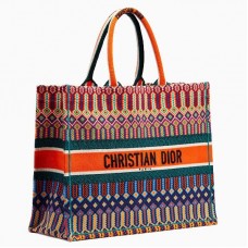 Geantă Dior Book din pânză brodată multicoloră