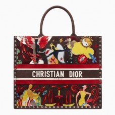Geantă Dior Book Tote în model multicolor cu element de foc, pictată manual Geantă Dior Book Tote în model multicolor cu element de foc, pictată manual