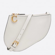 Poșetă Dior Saddle Trio cu curea din piele de vițel albă