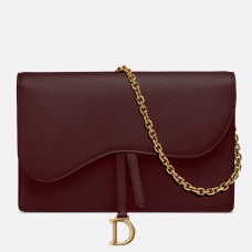 Clutch Dior Bordeaux Calskin Saddle Chain