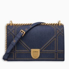 Geantă Dior Diorama Flap din denim și cuie