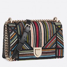 Geantă Dior Diorama din pânză brodată cu dungi multicolore