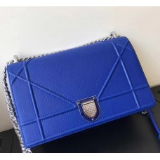 Geantă Dior Diorama Flap din piele de vițel granulată albastră Geantă Dior Diorama Flap din piele de vițel granulată albastră