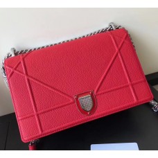 Geantă Dior Diorama Flap din piele de vițel granulată roșie Geantă Dior Diorama Flap din piele de vițel granulată roșie