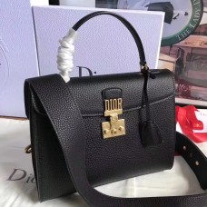 Geantă tote Dior DiorAddict din piele granulată neagră Geantă tote Dior DiorAddict din piele granulată neagră