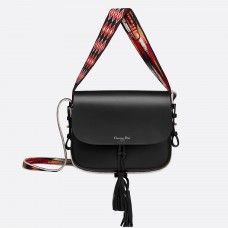 Geantă Dior Diorodeo Flap din piele de vițel neagră