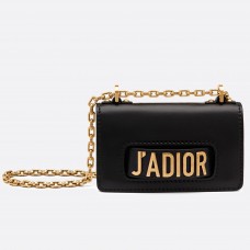 Geantă Dior Mini J'Adior neagră cu clapă din piele de vițel