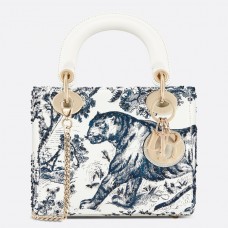 Geantă Dior Toile De Jouy Mini Lady Dior cu lanț Geantă Dior Toile De Jouy Mini Lady Dior cu lanț