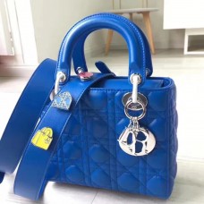 Geantă Dior My Lady Dior din piele de miel albastră