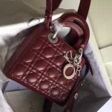 Geantă Dior My Lady Dior din piele de miel Bordeaux