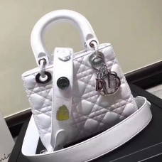 Geantă Dior My Lady Dior din piele de miel albă