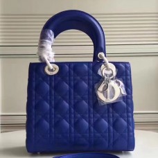 Geantă Dior medie Lady Dior din piele de miel albastră Geantă Dior medie Lady Dior din piele de miel albastră