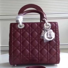 Geantă Dior medie Lady Dior din piele de miel Bordeaux Geantă Dior medie Lady Dior din piele de miel Bordeaux