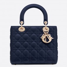Geanta Dior Medium Lady Dior Din piele de miel Cannage Albastru Indigo Geanta Dior Medium Lady Dior Din piele de miel Cannage Albastru Indigo