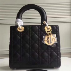 Geantă Dior medie Lady Dior din piele de miel neagră Geantă Dior medie Lady Dior din piele de miel neagră
