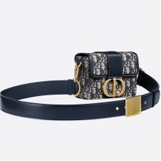 Geantă Dior 30 Montaigne Box din pânză oblică albastră