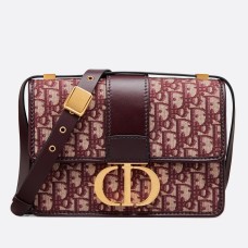 Geantă Dior 30 Montaigne din pânză jacquard oblică vișinie