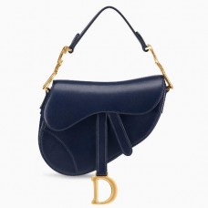 Geantă Dior Mini Saddle din piele de vițel albastră Geantă Dior Mini Saddle din piele de vițel albastră