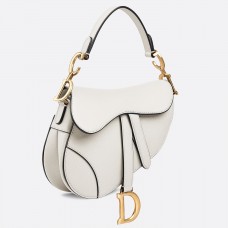 Geantă Dior Mini Saddle din piele de vițel granulată albă Geantă Dior Mini Saddle din piele de vițel granulată albă
