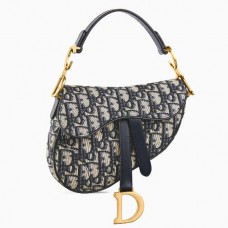 Geantă Dior Mini Saddle din pânză jacquard oblică albastră Geantă Dior Mini Saddle din pânză jacquard oblică albastră