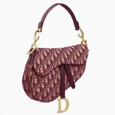 Geantă Dior Saddle din pânză jacquard oblică Bordeaux Geantă Dior Saddle din pânză jacquard oblică Bordeaux
