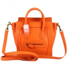 Geantă Celine Small Luggage Tote portocalie din piele Geantă Celine Small Luggage Tote portocalie din piele