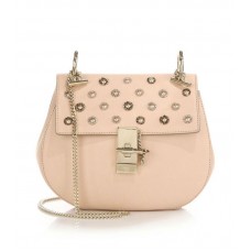 Geantă mică crossbody Chloe Drew din piele cu ornament roz