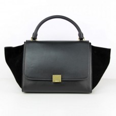 Geantă Celine Classic Trapeze din piele întoarsă neagră