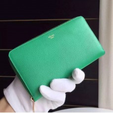 Portofel multifuncțional cu fermoar Celine din piele de capră verde
