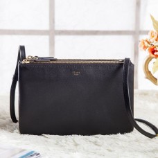 Geantă Celine Trio Crossbody Mică din piele de vițel neagră