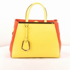Geantă medie Fendi 2jours Ferrari din piele galbenă lămâie cu piele de miel piersică Geantă medie Fendi 2jours Ferrari din piele galbenă lămâie cu piele de miel piersică